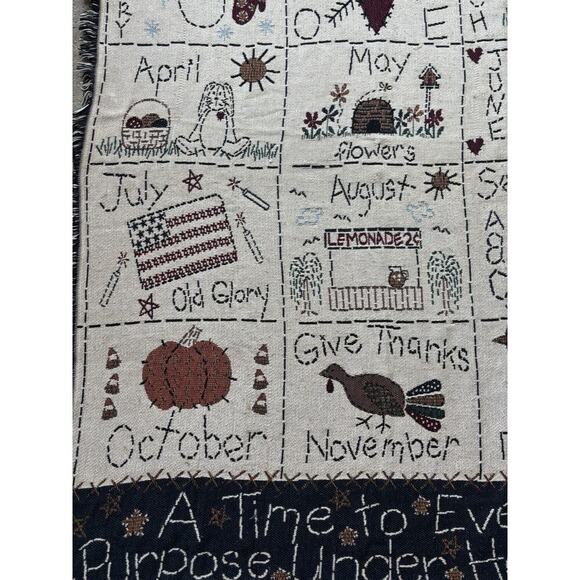 Vintage Christian Blanket Woven Tapestry Ecclesiasties Cottagecore Prairie Cozy - Picture 5 of 10